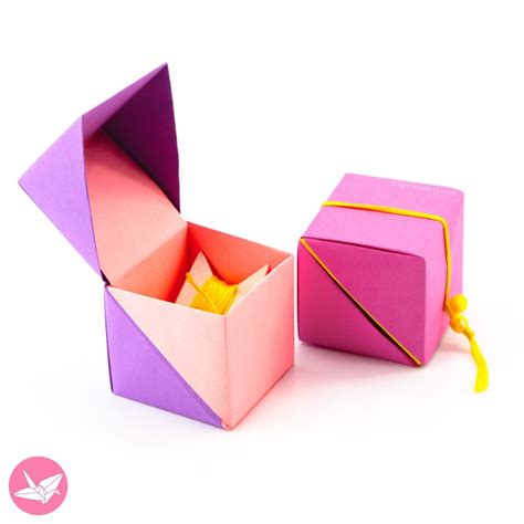 Hinged Origami Box - Cube Version Tutorial - Paper Kawaii