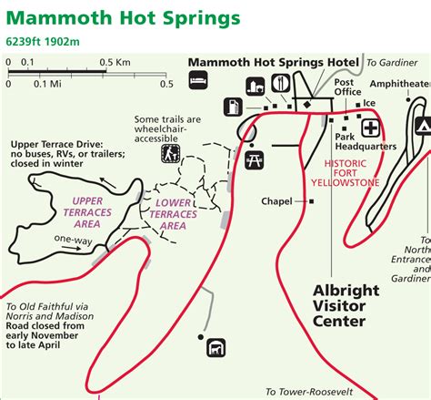 Mammoth Hot Springs Map - AllTrips