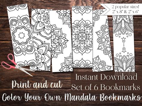 Printable Bookmarks Color Your Own Mandala Mandala Doodle - Etsy