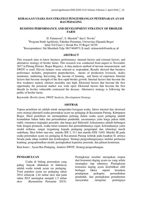 (PDF) KERAGAAN USAHA DAN STRATEGI PENGEMBANGAN PETERNAKAN AYAM RAS PEDAGING