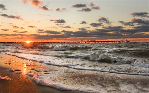 Windy Chesapeake Bay Bridge Sunset Photograph by Mark Dignen