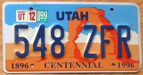 1999 Utah arch vg+ | Automobile License Plate Store: Collectible ...