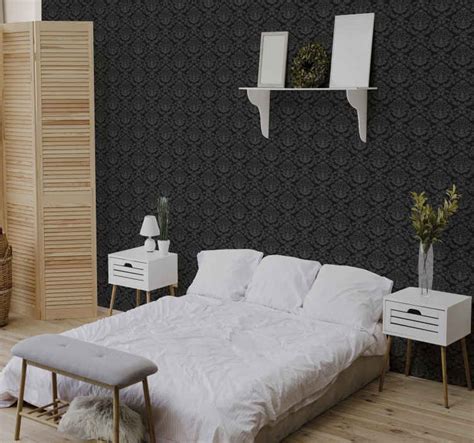 Black wall and figures Bedroom Wallpaper - TenStickers