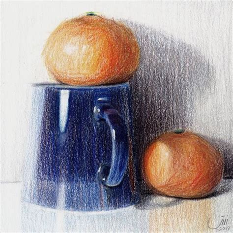 NO.167, Tangerines Drawing | Still life drawing, Color pencil ...