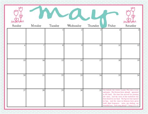 Printable Calendar For May