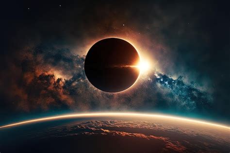 Premium Photo | Solar eclipse in the background of the space sky