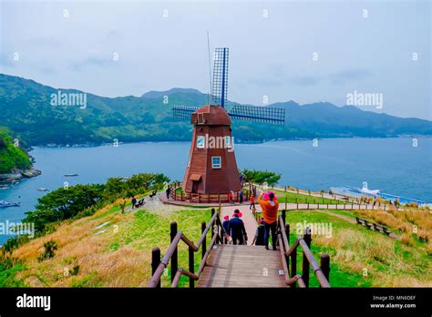 Windy hill locate in Geoje island, South Korea. Famous place of Geoje ...