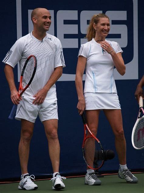 Andre Agassi reacts to his and Steffi Graf's 21st wedding anniversary