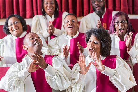 Mature Black Women And Men Singing In Church Choir Stock Photo ...