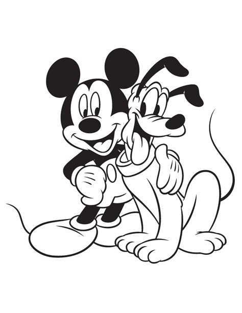 Mickey Mouse And Pluto Coloring Page | H & M Coloring Pages