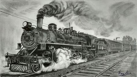 Steam train Drawing by Kiran Kumar - Fine Art America