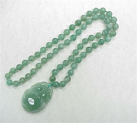 Vintage Jade Bead Necklace With Carved Jade Pendant Circa 1950's from ...