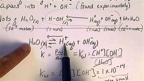 The dissociation of water reaction, & the equilibrium constant, Kw ...