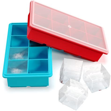 Buy Vremi Stackable Large Ice Cube Trays — Pack of 2 Silicone Trays — 8 ...