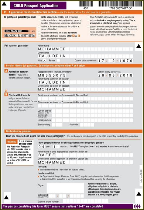 Printable Australian Child Passport Application Form - Printable Forms ...