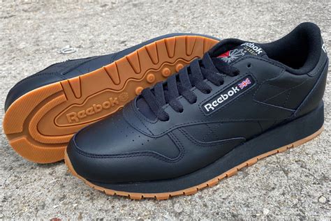 Introducing the Reebok Classic Leather Gum Sole Trainer In Black - 80's ...