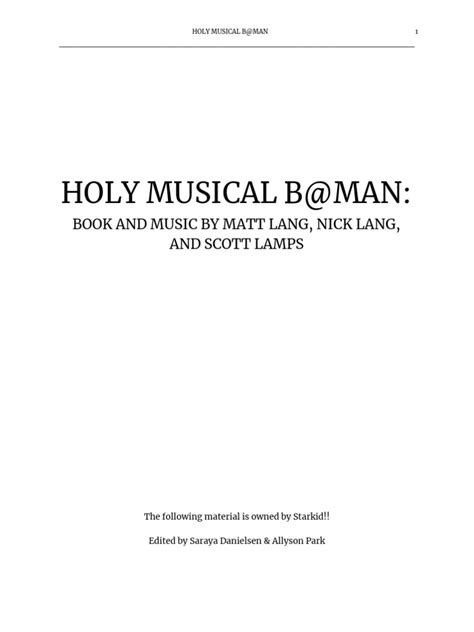 Holy Musical B@Man Script | PDF | Batman | Superman