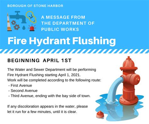 Water and Sewer Department to perform Fire Hydrant Flushing starting ...