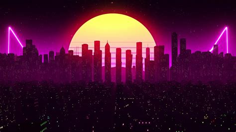 Retrowave City & Moon | Live Wallpaper [1920 x 1080] Acid Wallpaper ...