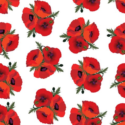 Floral pattern. Flower poppy seamless background. Flourish ornamental ...