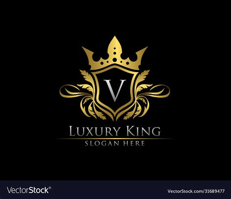 Luxury royal king v letter heraldic gold logo Vector Image