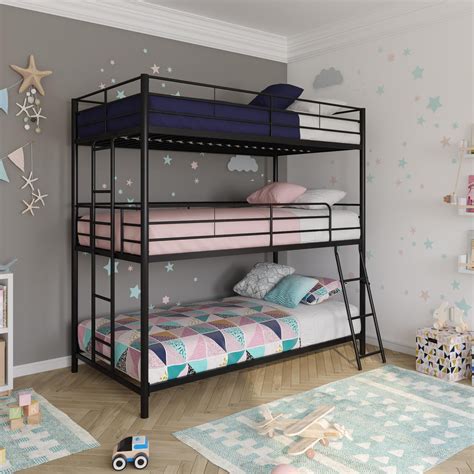 DHP Everleigh Triple Metal Bunk Bed, Twin/Twin/Twin, Bed for Kids ...