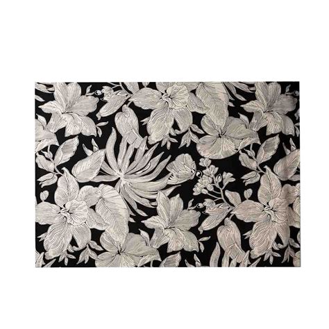 Black and White Floral Rug - Milk Decor