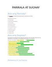 PARIRALA AT SUGNAY.docx - PARIRALA AT SUGNAY Ano ang Parirala? Ang ...