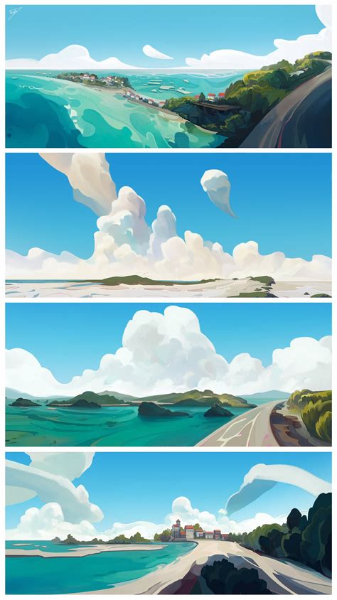 Raph 💀 on Twitter: "Fluffy Clouds 💚☁️ #illustration #conceptart #art # ...