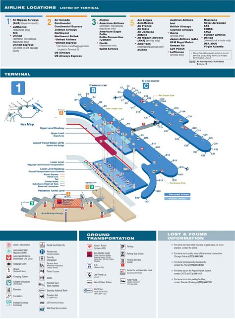 O Hare terminal 1 map - Map of O Hare terminal 1 (United States of America)