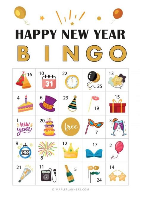 Free Printable Happy New Year Bingo