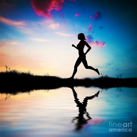 Woman Running Silhouette