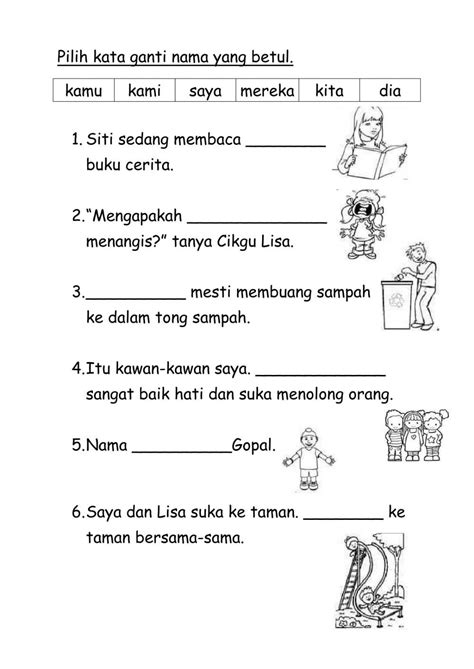 Latihan Bahasa Melayu Tahun 2 Kata Sendi Nama Kata Sendi Nama Latihan ...