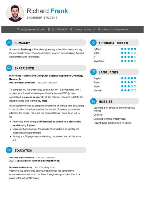 Engineering Student CV Sample in 2024 - ResumeKraft