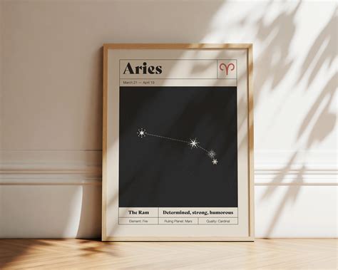 Aries Star Constellation Art Print Zodiac Constellation Wall Art ...