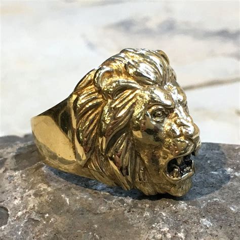 Solid gold Lion Ring Leo Ring Mens ring Chunky 14k gold