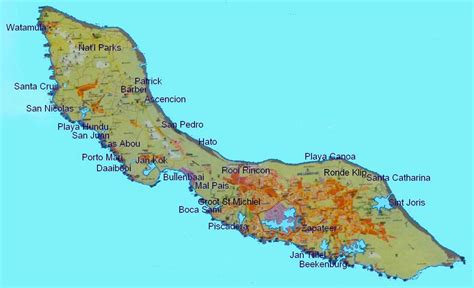 Hiking Curaçao - The Trails: Map of Curaçao - Kaart van Curaçao