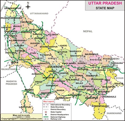 Uttar Pradesh Map, State Map of Uttar Pradesh (UP), India