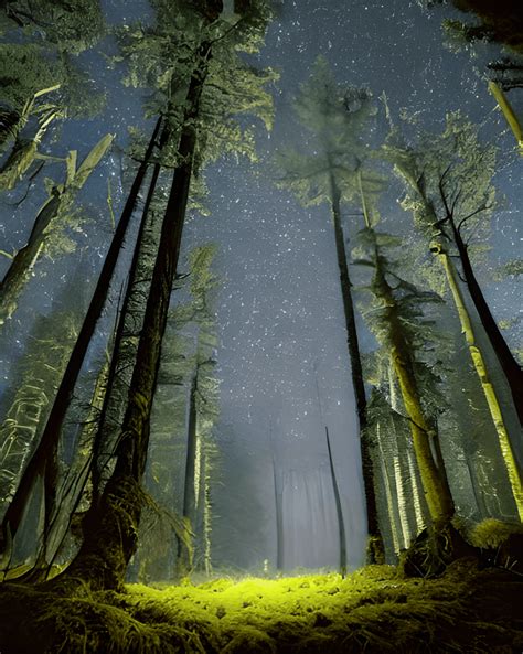 Deep Night Forest Scene · Creative Fabrica