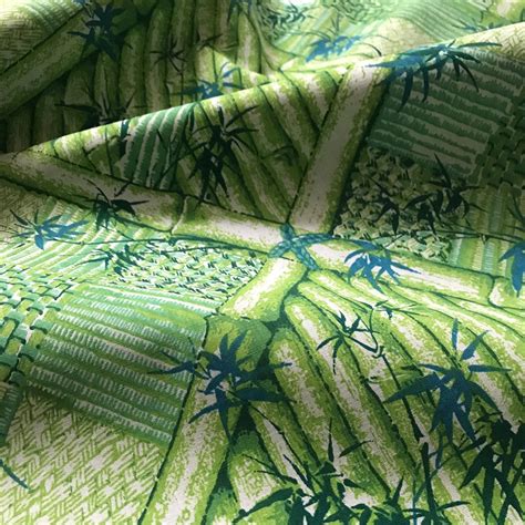 Lime Green Tropical Geometric Botanical Bamboo Upholstery Fabric 44" by ...