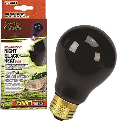 Zilla Reptile Terrarium Heat Lamps Incandescent Bulb, Night Black, 75W ...