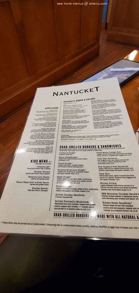 Online Menu of Nantucket Grill - Raleigh Restaurant, Raleigh, North ...