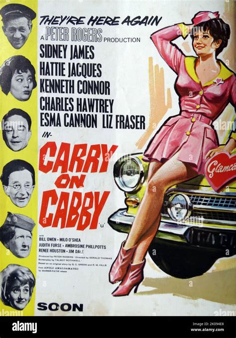 Poster advertising 1963 film Carry On Cabby, starring Sid James, Hattie ...