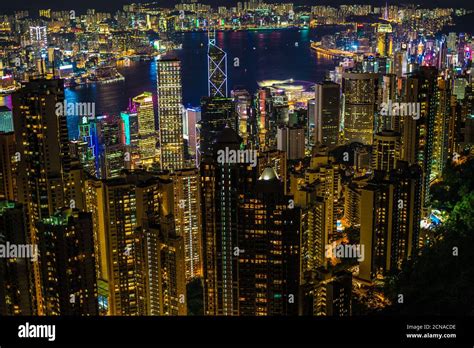 Hong Kong night view seen from Victoria Peak Stock Photo - Alamy