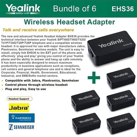 Yealink EHS36 - Bundle Of 6 IP Phone Wireless Headset Adapters | Nexhi