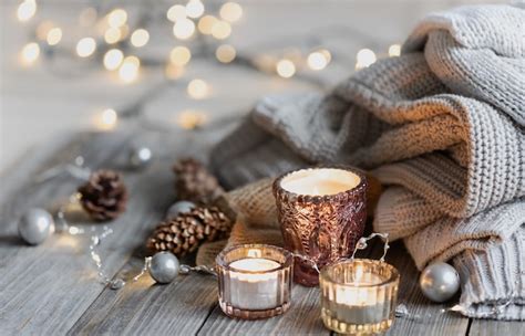 Free Photo | Cozy winter background with burning candles, decorative ...