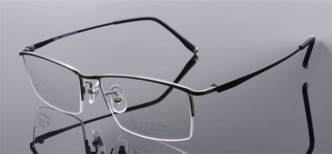 Mens Titanium Half Rimless Rectangular Eyeglass Frames Glasses ...