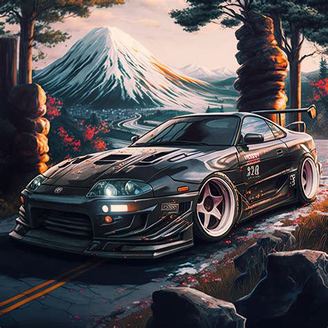 Toyota Supra MK4 JDM Anime stijl posters illustratie prints muur kunst ...