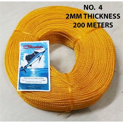 NYLON ROPE NO. 4 ( 2MM THK X 200 MTRS LONG ) TALI LUBID RAMDOM COLOR ...