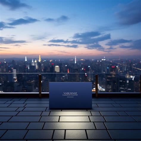 Premium AI Image | a sign on a balcony with the city skyline in the ...